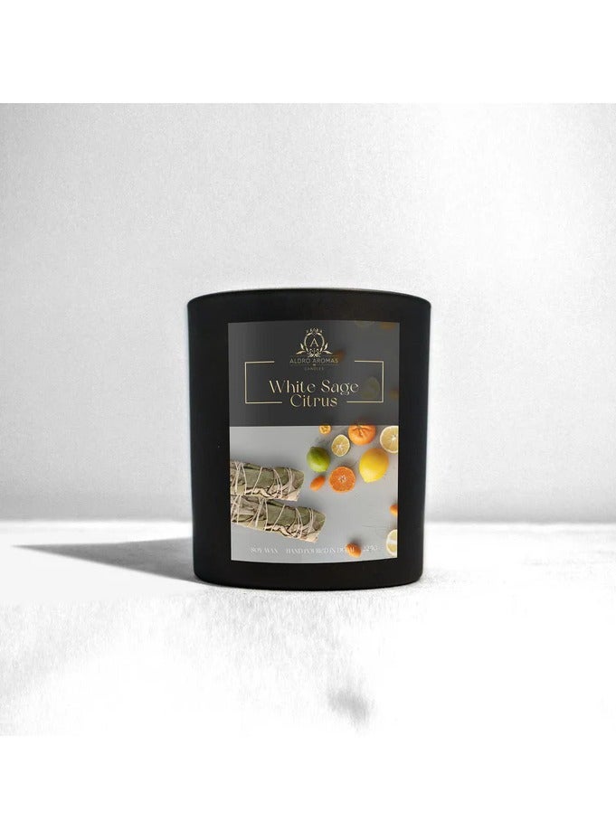 Aldro Aromas Scented Candel in Jar Long Lasting, Fragrance-White Sage Citrus 225 Grams - Image 1