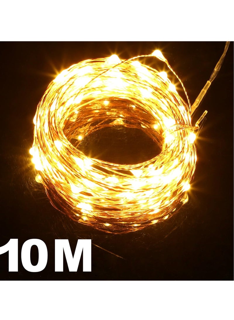 Generic starmart Fairy Christmas Diwali Lights Battery Operated, 10M/33ft/100 LED Warm White String Light, Waterproof Battery Case, Indoor Lights for Xmas Tree Wedding,Party Events Garden Spring Decoration  - Image 5