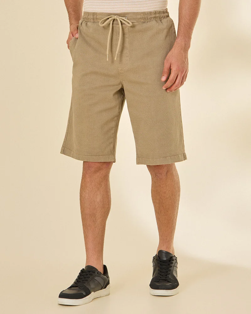 Redtag Men Beige Pull-On Shorts