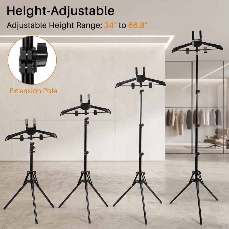 TONINT 2 Packs Adjustable Shirt Display Stand 34-66.8 Inches, T Shirt Display,Foldable Clothing Display Stand Mannequin Torso for Retail Vendors, Multi-Use Steamer Rack Stand for Clothes Garment - Image 2