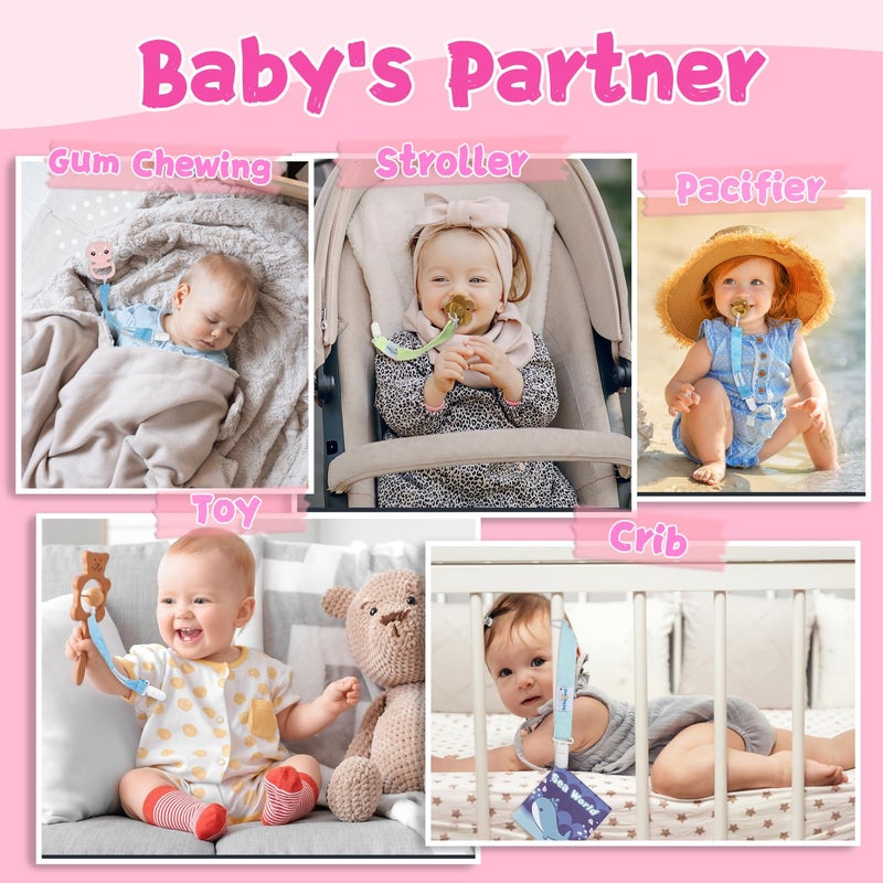 Babygoal Floral Pacifier Clips, 6 Pack Binky Paci Holder Clips and Leash for Boys and Girls Fits for Most Pacifier, Binkie Styles & Baby Teethers & Toys and Gift 6PS16 - Image 5