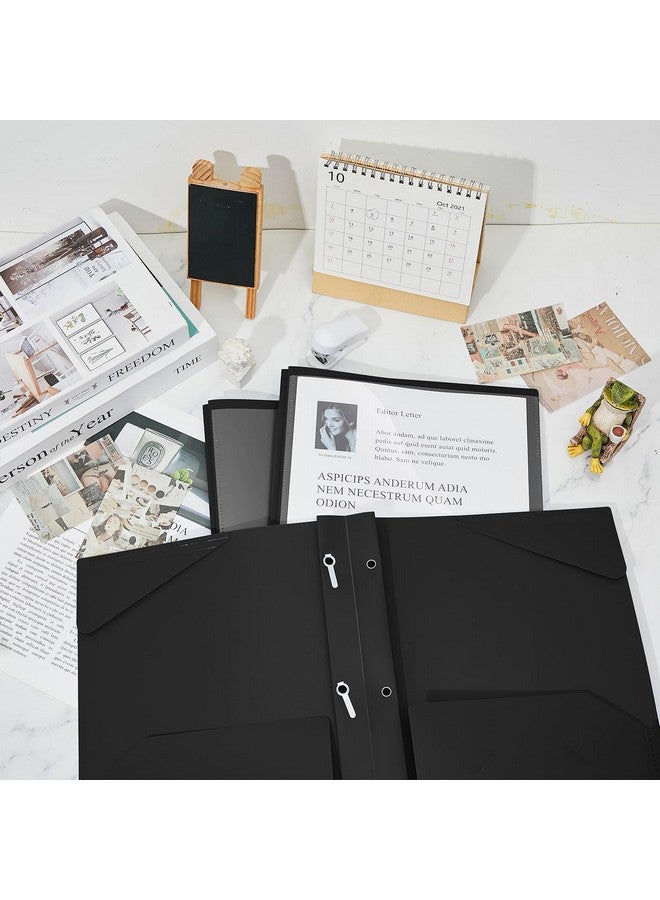 Henoyso Heavy Duty Plastic Folders With Clear Front Pocket And 3 Prongs 48 Pcs Black - Image 4