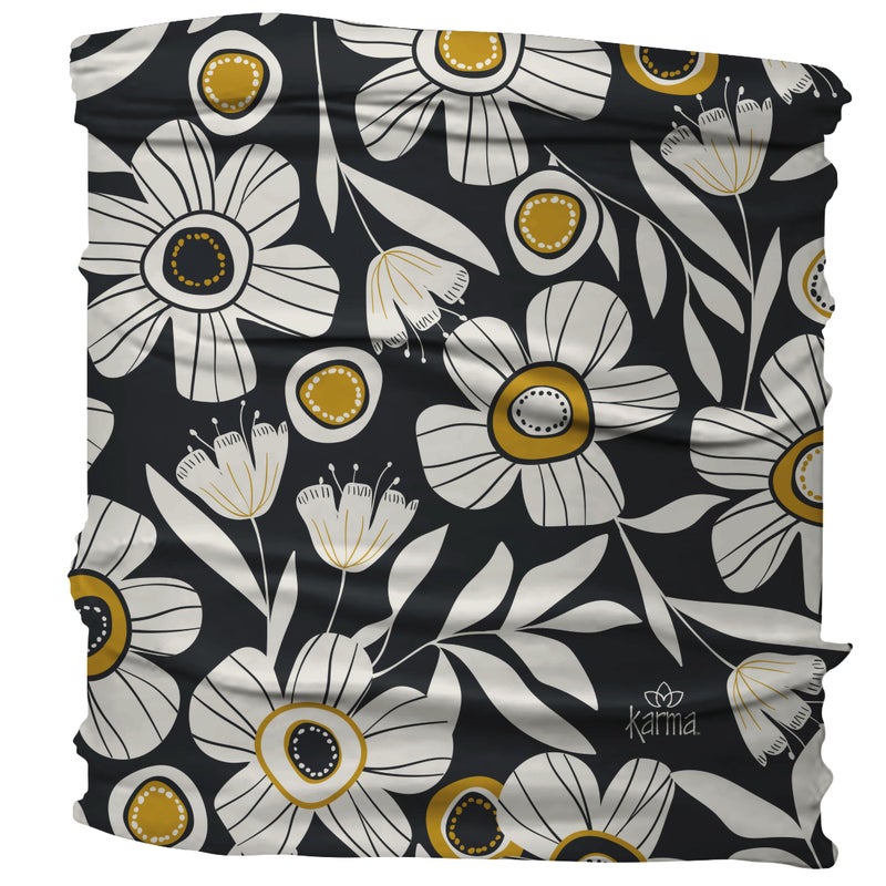 Karma Headband for Women  Wide  Fabric Headband and Stretchy Hair Scarf  BW Floral