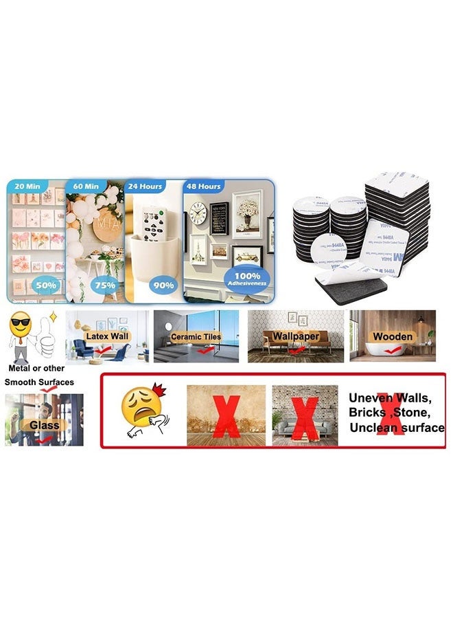 3M 100 Pcs Double Sided Tape Strong Heavy Duty Waterproof Tape Adhesive Foam Pad Tape for Holding Picture, Walls Picture, Light, Hooks, Home, Office, 40×40mm - Image 2