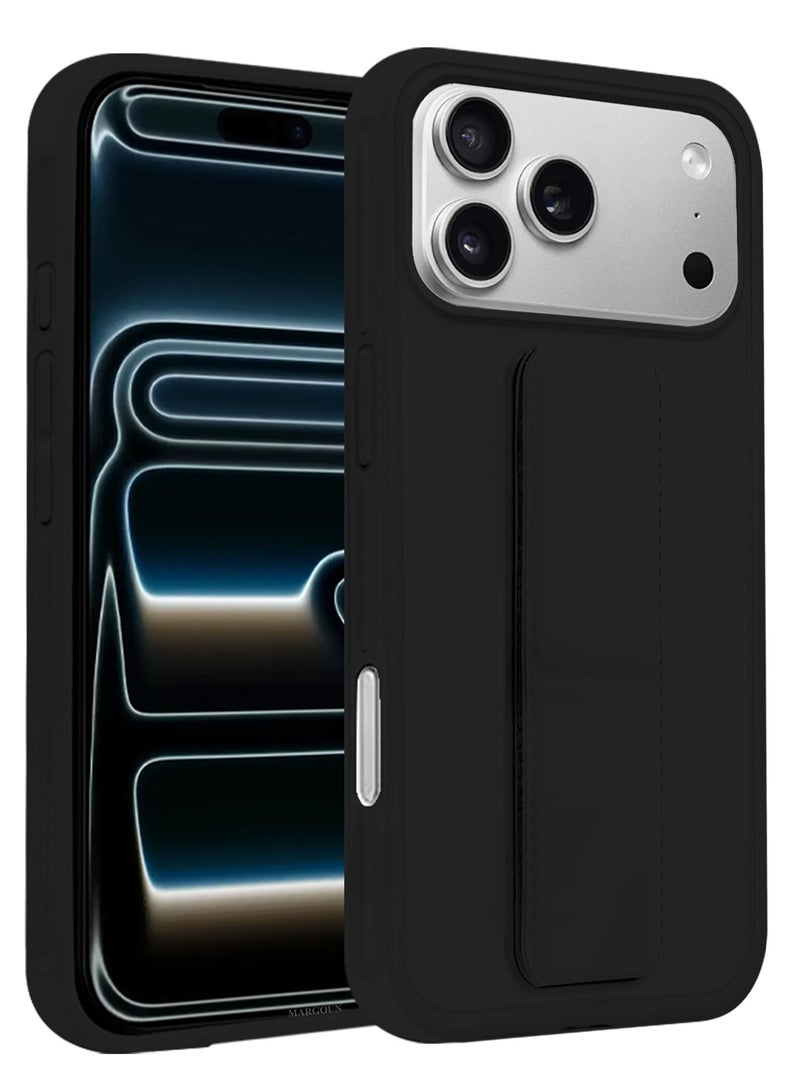 DUSALA For iPhone 17 Pro Max Case Cover Finger Grip Holder Phone Car Magnetic Multi-function Shockproof Protective Case Two-in-One Phone Holder Case - Black - Image 3