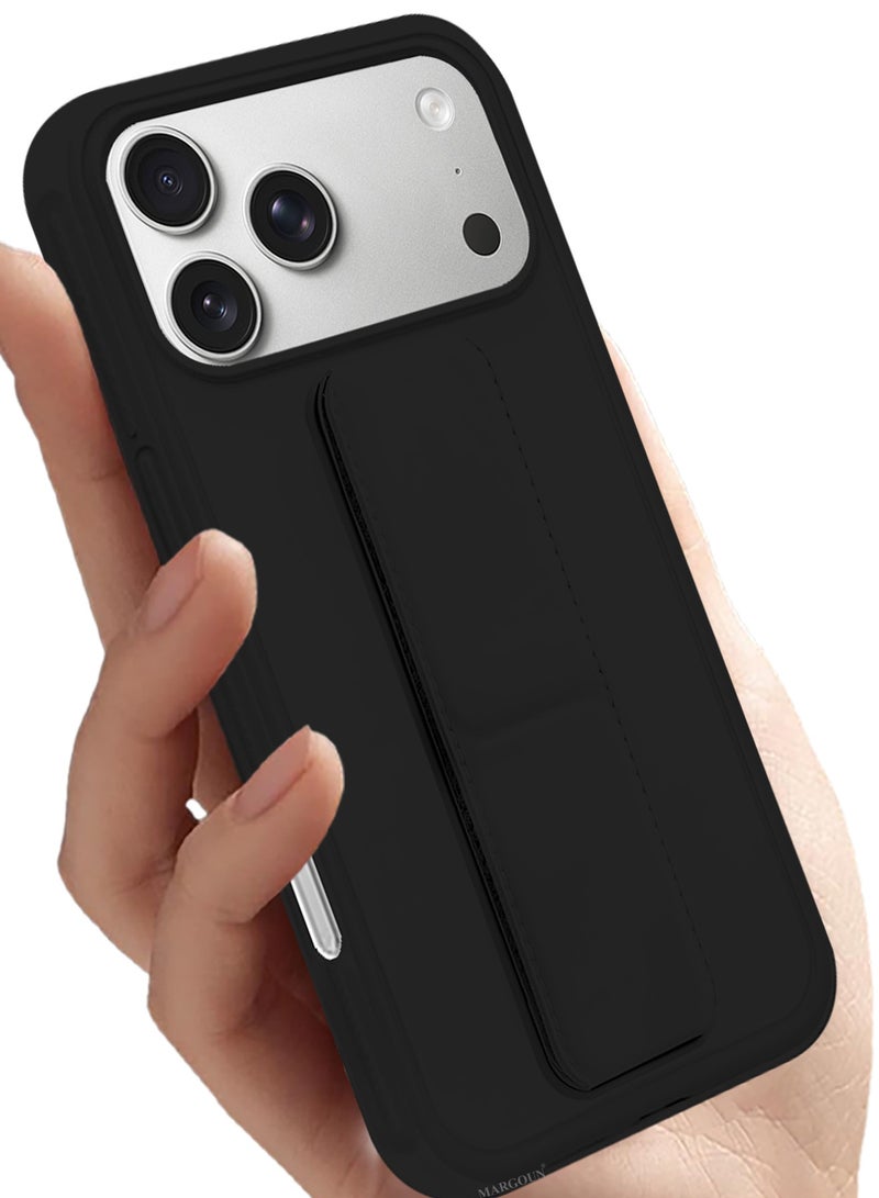 DUSALA For iPhone 17 Pro Max Case Cover Finger Grip Holder Phone Car Magnetic Multi-function Shockproof Protective Case Two-in-One Phone Holder Case - Black - Image 4
