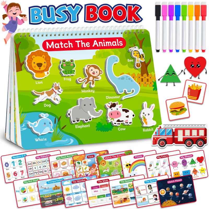 Benresive Busy Book for Toddlers 35 Montessori Preschool Learning Activities Book Educational Sensory Travel Toys for Kids Birthday Gifts for Boys Girls Ages 3 - Image 3