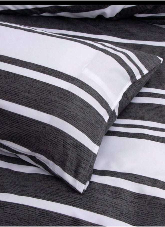 LUNA Home King Size 6 Pieces Black Stripe Design Bedding Set  - Image 3
