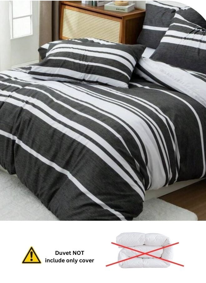 LUNA Home King Size 6 Pieces Black Stripe Design Bedding Set  - Image 5