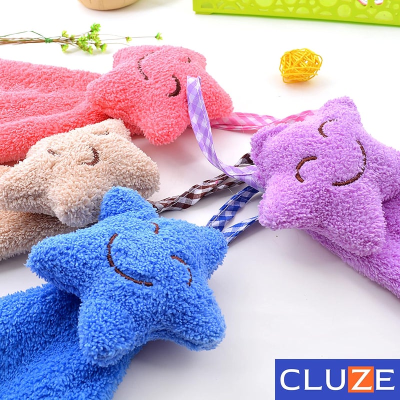 CLUZE Super Soft Star Hanging Hand Towel for Kitchen and Bathroom Ultra Absorbent Thick Coral Velvet Hand Towels with Hanging Loop Fast Drying Microfiber 38x25 Pack of 8 - Image 2