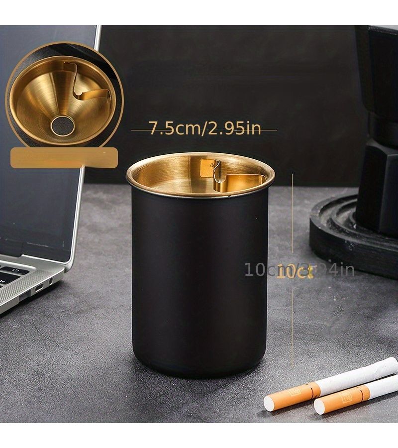 تصميم عازل للرياح الذهبي على شكل قمع مانع للرماد للاستخدام في السيارة والمنزل والمكتب - Image 5