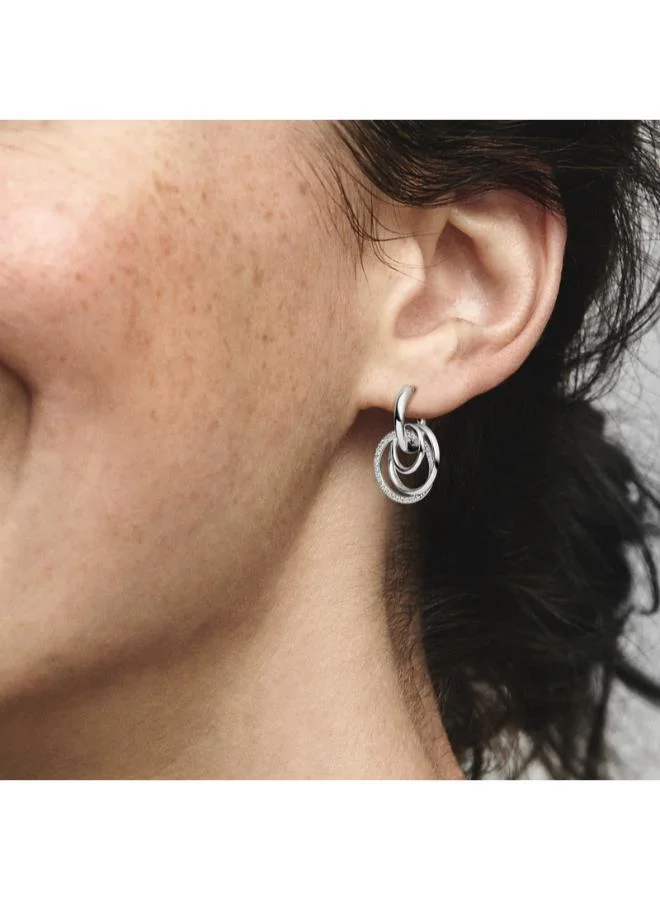 باندورا Family Always Encircled Hoop Earrings