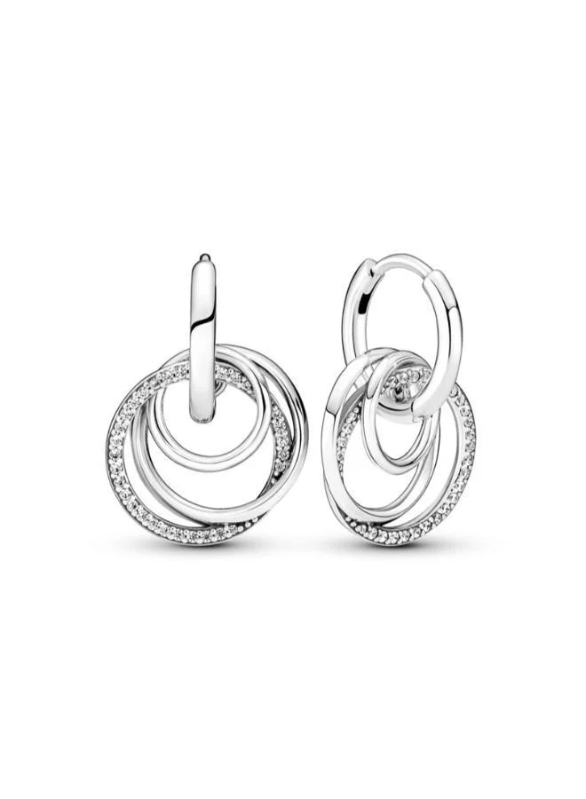 باندورا Family Always Encircled Hoop Earrings