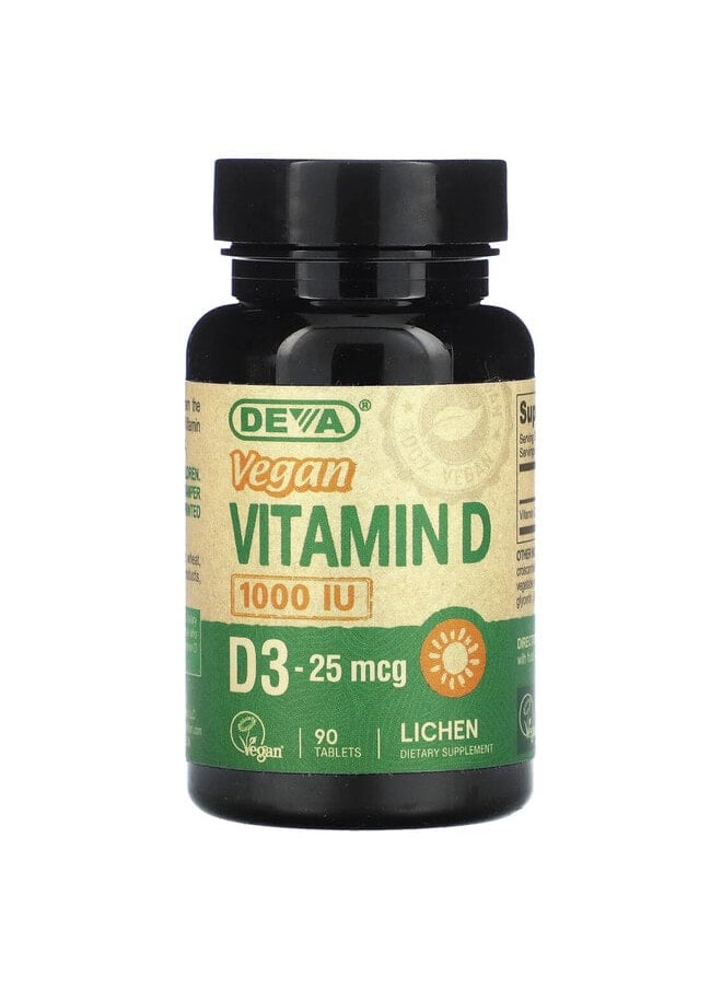 Deva Vegan Vitamin D3, 125 mcg (5,000 IU), 90 Tablets  - Image 1