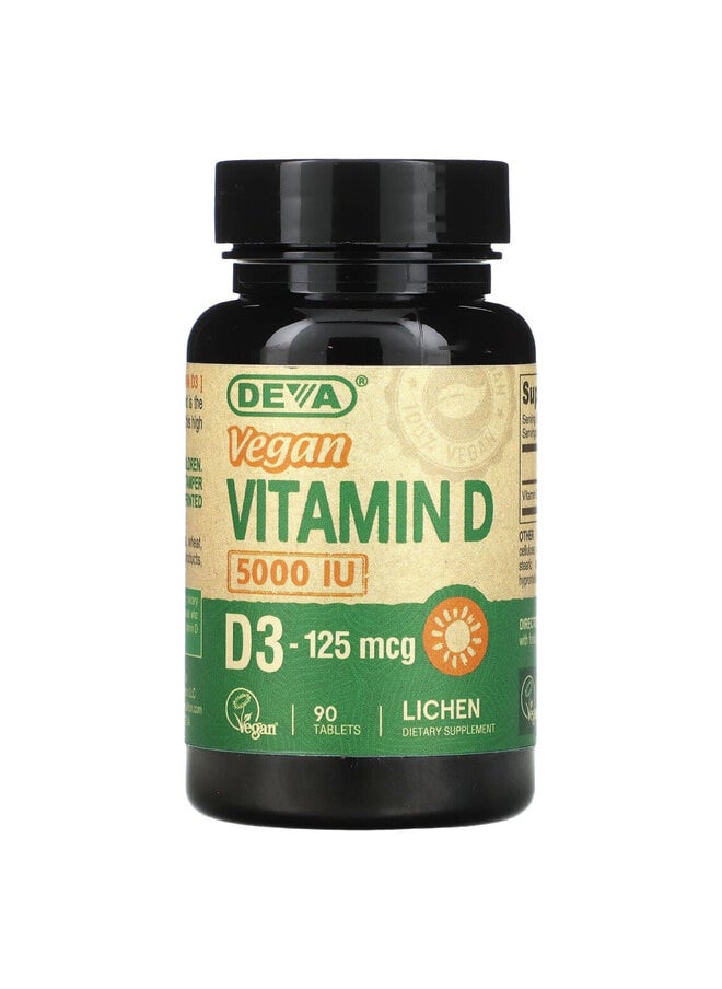 Deva Vegan Vitamin D3, 125 mcg (5,000 IU), 90 Tablets  - Image 2