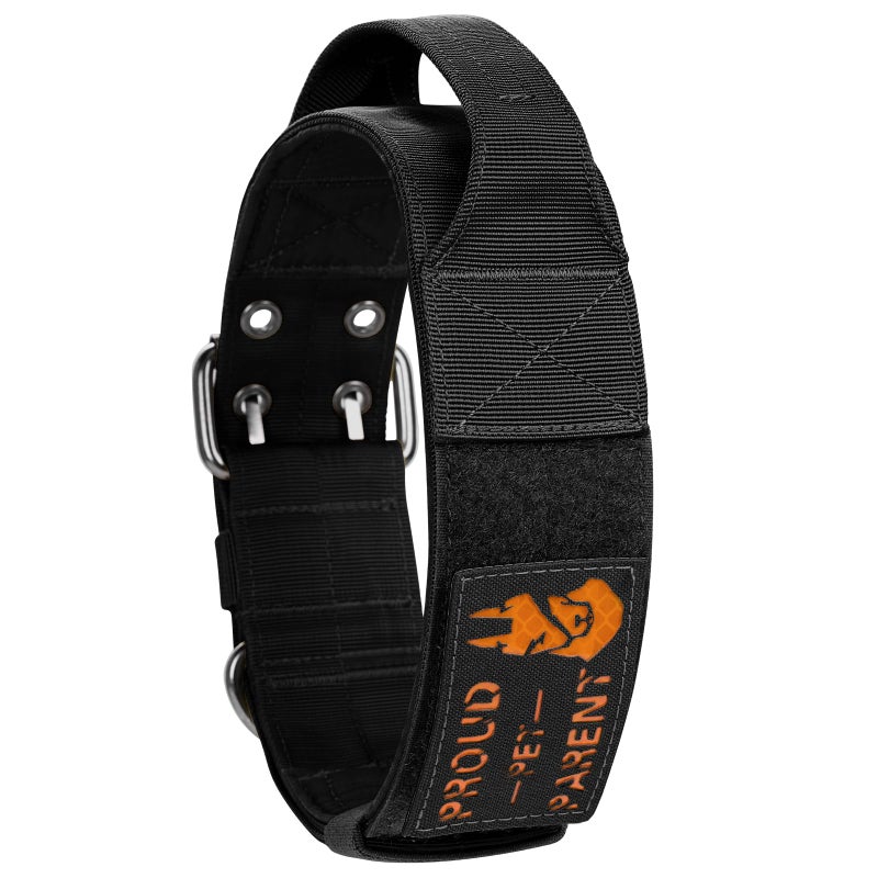 OneTigris Tactical Dog Collar 12 with Handle,2 Inch Wide Nylon Collar for Medium and Large Dogs Heavy Duty Service Dog Collar-Black - Image 1