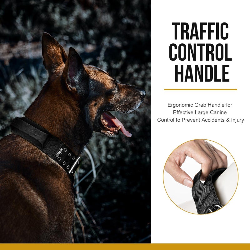 OneTigris Tactical Dog Collar 12 with Handle,2 Inch Wide Nylon Collar for Medium and Large Dogs Heavy Duty Service Dog Collar-Black - Image 4