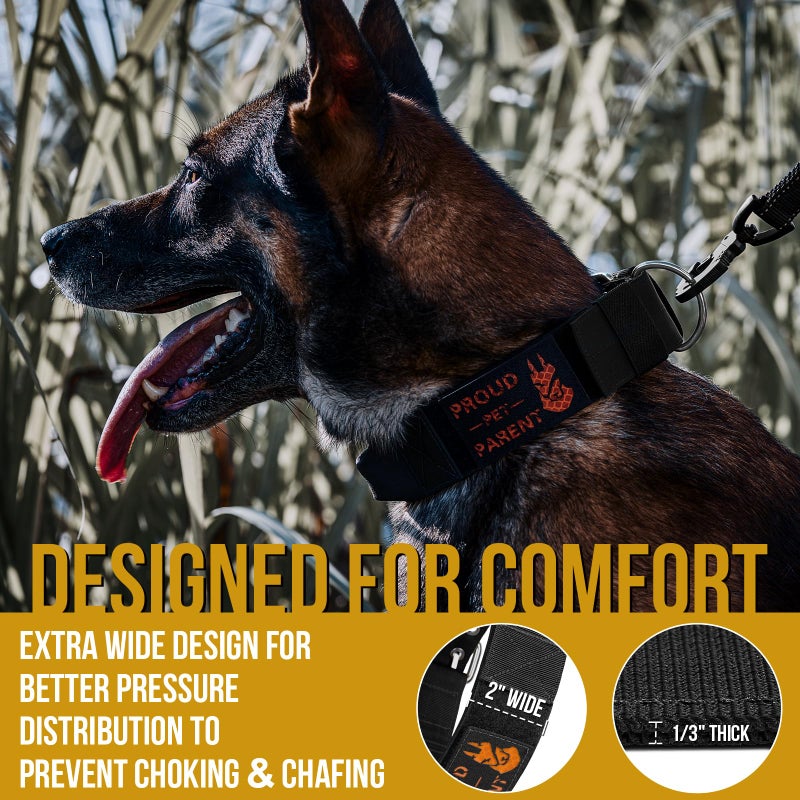 OneTigris Tactical Dog Collar 12 with Handle,2 Inch Wide Nylon Collar for Medium and Large Dogs Heavy Duty Service Dog Collar-Black - Image 3