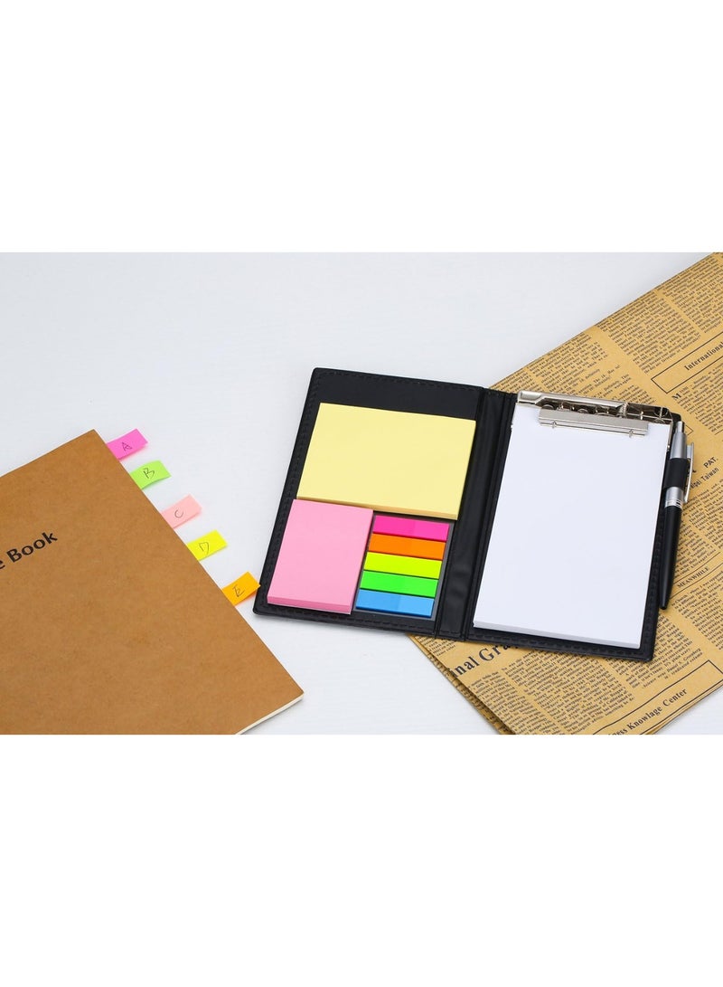 Sticky Notes Notebooks Colored Page Markers Bundle Set, Rectangular Notes and Index Tabs Flags Organizer, W/Fashion Ballpoint Pen, Leather Look Design Holder,Office and Teacher Gift - Image 5
