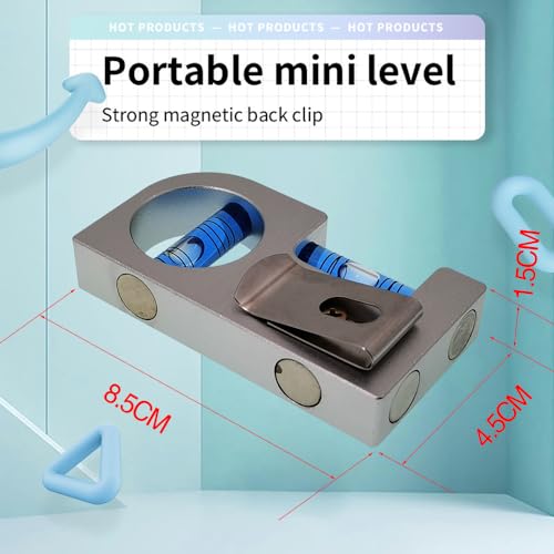 The Yan He Solid aluminum alloy Mini level ruler portable mini level bubble meter with magnetic function TV stand installation Silver Blue - Image 3