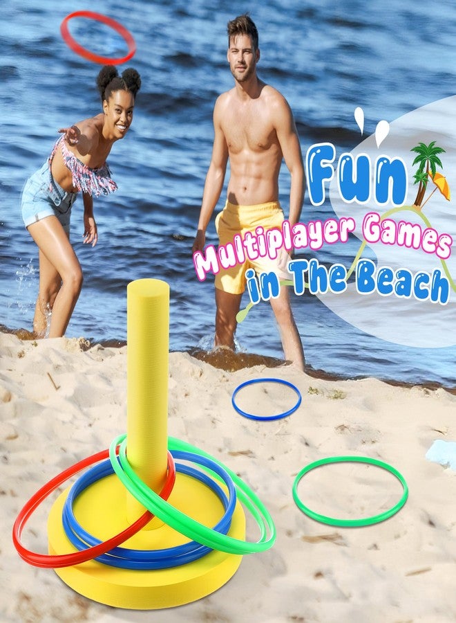 HI-BOOM Hiboom Pool Ring Toss Games Toys, Swimming Pool Games for Adults and Family with 6 Pcs Throwing Rings, Water Foam Toss Float Toys for Summer Outdoor, Beach, Yard, Party (Bright Yellow Base) - Image 3