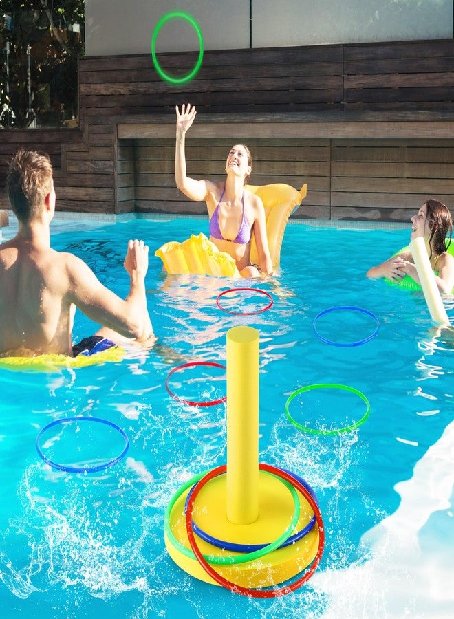 HI-BOOM Hiboom Pool Ring Toss Games Toys, Swimming Pool Games for Adults and Family with 6 Pcs Throwing Rings, Water Foam Toss Float Toys for Summer Outdoor, Beach, Yard, Party (Bright Yellow Base) - Image 4