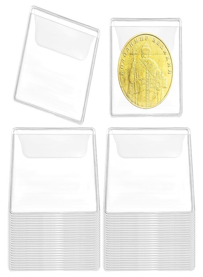 Zyghjort 50PCS Single Plastic Coin Sleeves for Collectors, 2.1 X 2.1 Inches Clear Coin Collector Protectors Individual PVC Sleeves Holders Small Coins Pouch for Jewelry Storage Currency Collectors - Image 1