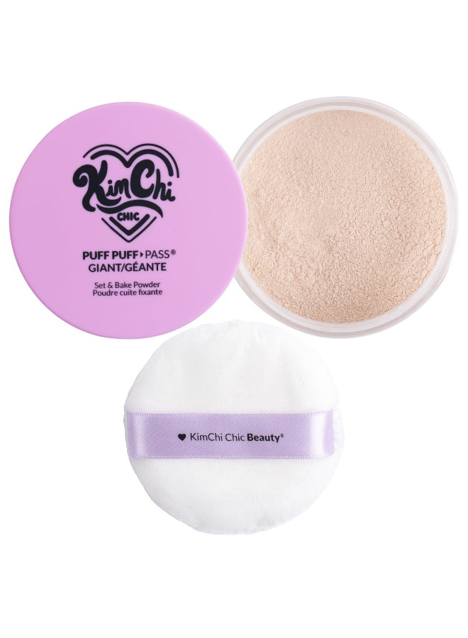 Kimchi Chic KimChiChic Beauty Giant Puff Puff Pass Set Bake Powder Loose Setting Powder with Rice Powder Vitamin E Finely Milled for All Day Wear Translucent 80g - Image 2