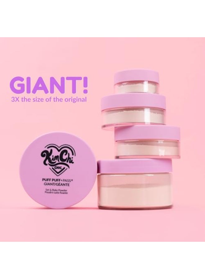 Kimchi Chic KimChiChic Beauty Giant Puff Puff Pass Set Bake Powder Loose Setting Powder with Rice Powder Vitamin E Finely Milled for All Day Wear Translucent 80g - Image 3
