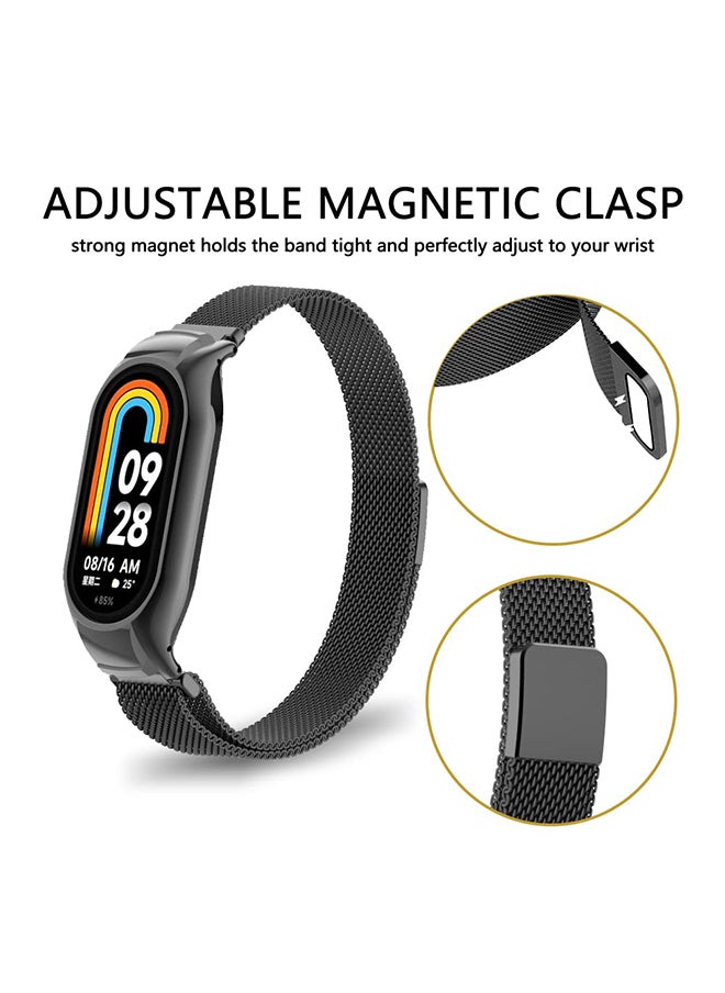 O Ozone - Milanese Loop Strap for Xiaomi Mi Band 8/Xiaomi Smart Band 8 - Stainless Steel Magnetic Adjustable Mesh Metal Watch Bands for Men and Women - Silver - Image 1