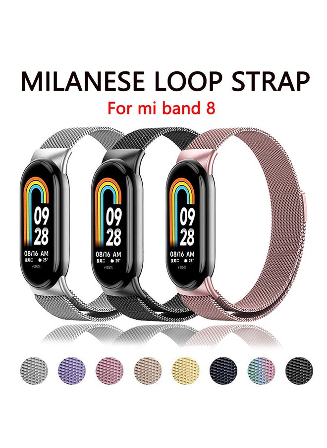 O Ozone - Milanese Loop Strap for Xiaomi Mi Band 8/Xiaomi Smart Band 8 - Stainless Steel Magnetic Adjustable Mesh Metal Watch Bands for Men and Women - Silver - Image 1