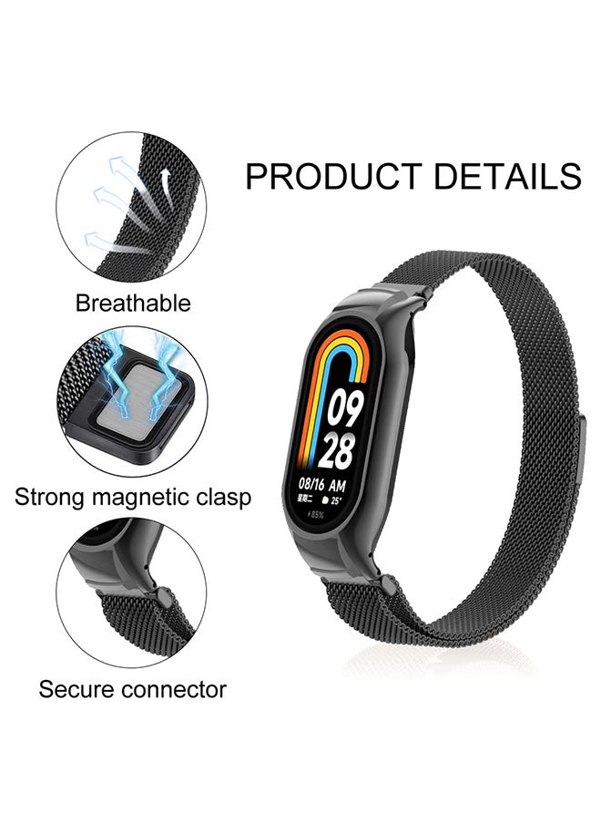O Ozone - Milanese Loop Strap for Xiaomi Mi Band 8/Xiaomi Smart Band 8 - Stainless Steel Magnetic Adjustable Mesh Metal Watch Bands for Men and Women - Silver - Image 1