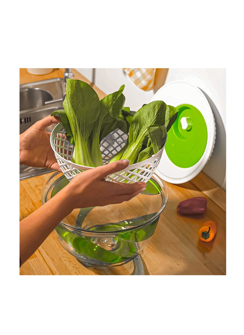 Large Salad Spinner Keeper 4 Liters Fruits Vegetables Chopper Quick Dryer Spin, Drain, Serve, Wash Making Bowl