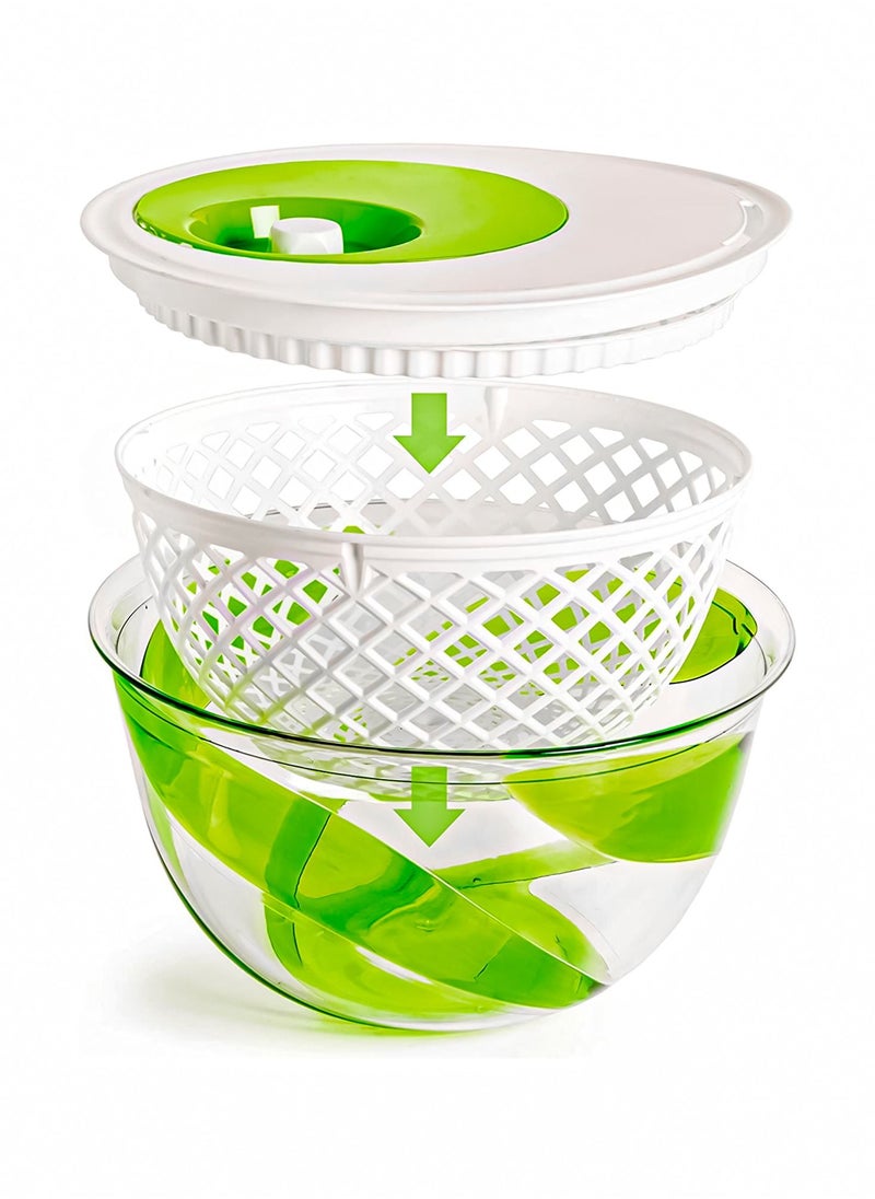 Large Salad Spinner Keeper 4 Liters Fruits Vegetables Chopper Quick Dryer Spin, Drain, Serve, Wash Making Bowl