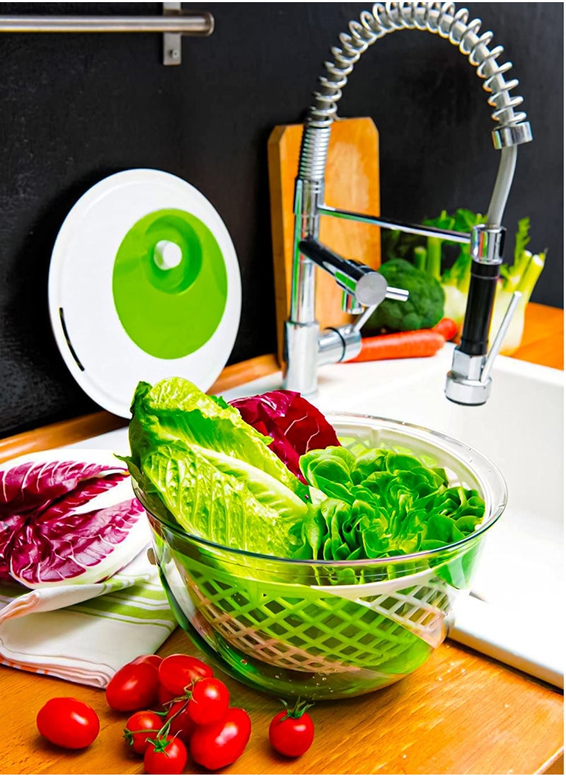 Large Salad Spinner Keeper 4 Liters Fruits Vegetables Chopper Quick Dryer Spin, Drain, Serve, Wash Making Bowl