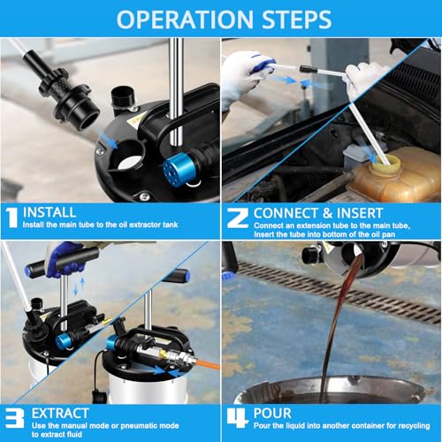 YSTOOL 6.5L Pneumatic and Manual Fluid Extractor Pump Set with Oil Vacuum Change Evacuator, Extension Tubes and Brake Bleeding Hose for Automotive Agricultural Machinery - Image 5