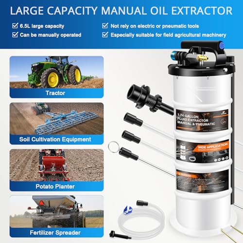 YSTOOL 6.5L Pneumatic and Manual Fluid Extractor Pump Set with Oil Vacuum Change Evacuator, Extension Tubes and Brake Bleeding Hose for Automotive Agricultural Machinery - Image 3