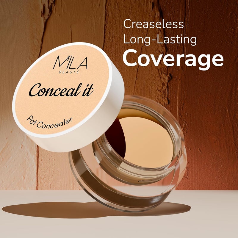 Mila Beaute Conceal It Pot Concealer With Brush | Enriched With SPF 15 and Vitamin E | Light Weight Concealer | Long Lasting Coverage | Natural Matte Finish | Covers All Skin Concerns | Easily Blendable Concealer For Face Makeup | Shade - (03 Creamy Beige, 4g) - Image 2