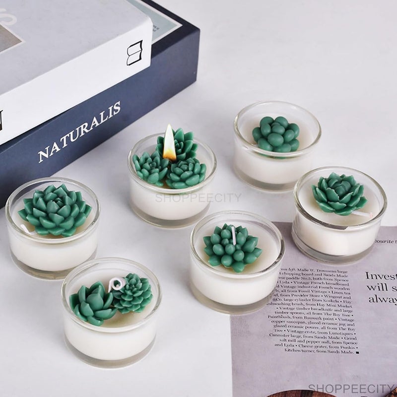 ShoppeeCity 3D Succulent Cactus Flower Plants Silicone Candle Mold 9 Cavity Craft Mould DIY Handmade Ornament Chocolate Cake Dcor Resin Art Home Decoration - Image 2