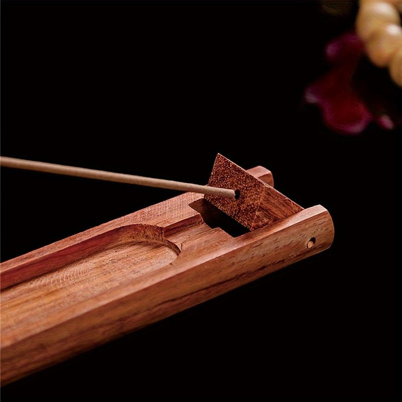 2 Pcs Wooden Incense Stick Holder With Adjustable Angle And Ash Catcher - Image 1