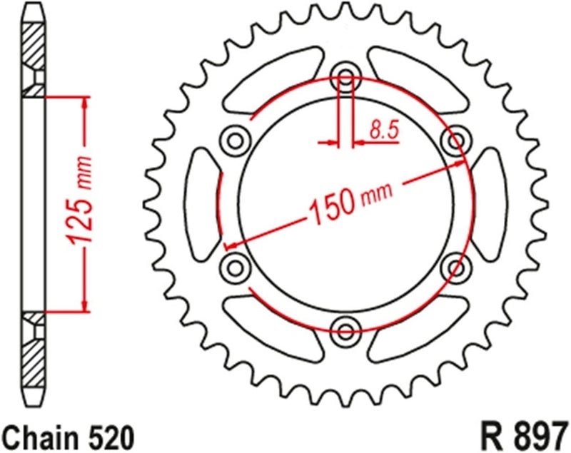 QASULER 520 Motorcycle Rear Sprocket (41 Teeth) - Image 2