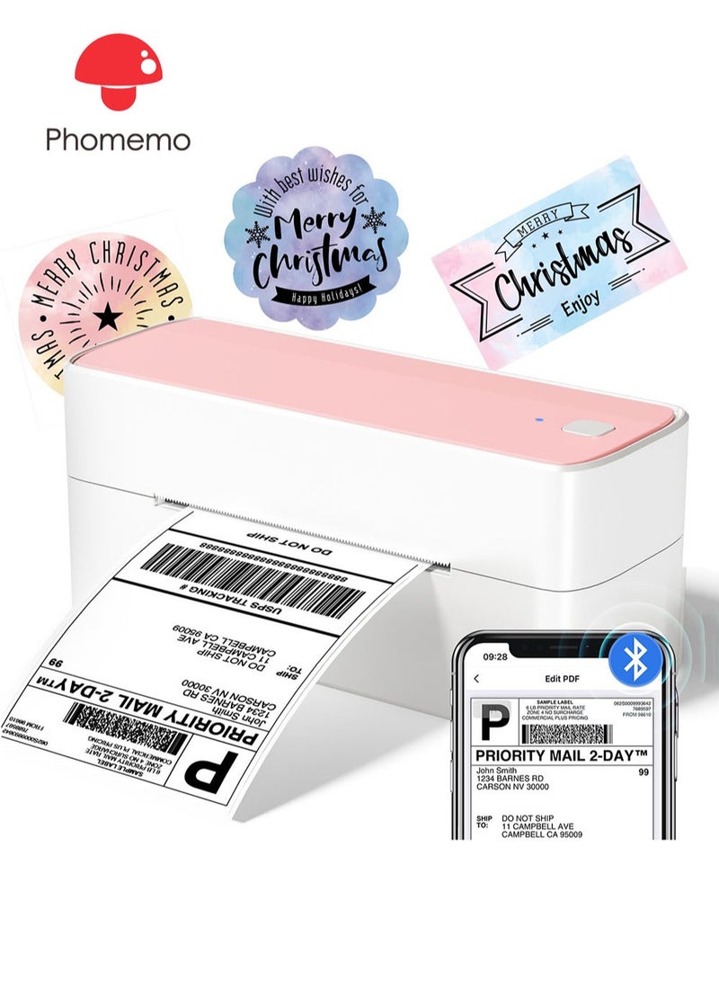 phomemo Bluetooth Thermal Label Printer, 241 Bluetooth Wireless Shipping Label Printer for Shipping Packages, Pink 4 x 6 Label Printer Compatible with Mobile Phones, Tablets and Computers - Image 1