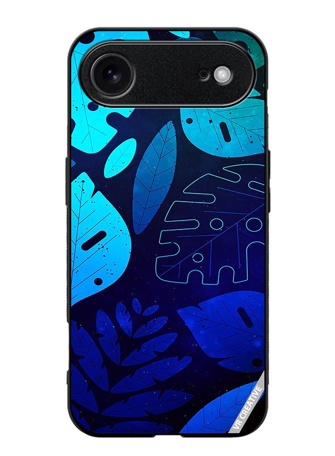 Protective Case Cover For Apple iPhone 17 Air Blue Tropical Leaves Design Multicolour