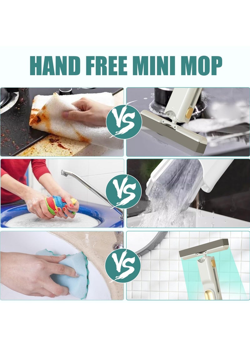 SYOSI Sponge Mop with 2 Heads, Portable, Foldable Mini Mop for Small Spaces, Ideal for Kitchen, Bathroom, Living Room, Car Cleaning, Includes 1 Squeeze Handle - Image 5