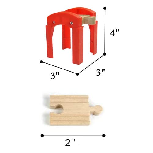 OrgMemory Wooden Train Bridges Bridge Support Wooden Train Track Accessories Train Tracks Compatible with All Major Brands Wood Toys for Girls Boys - Image 5