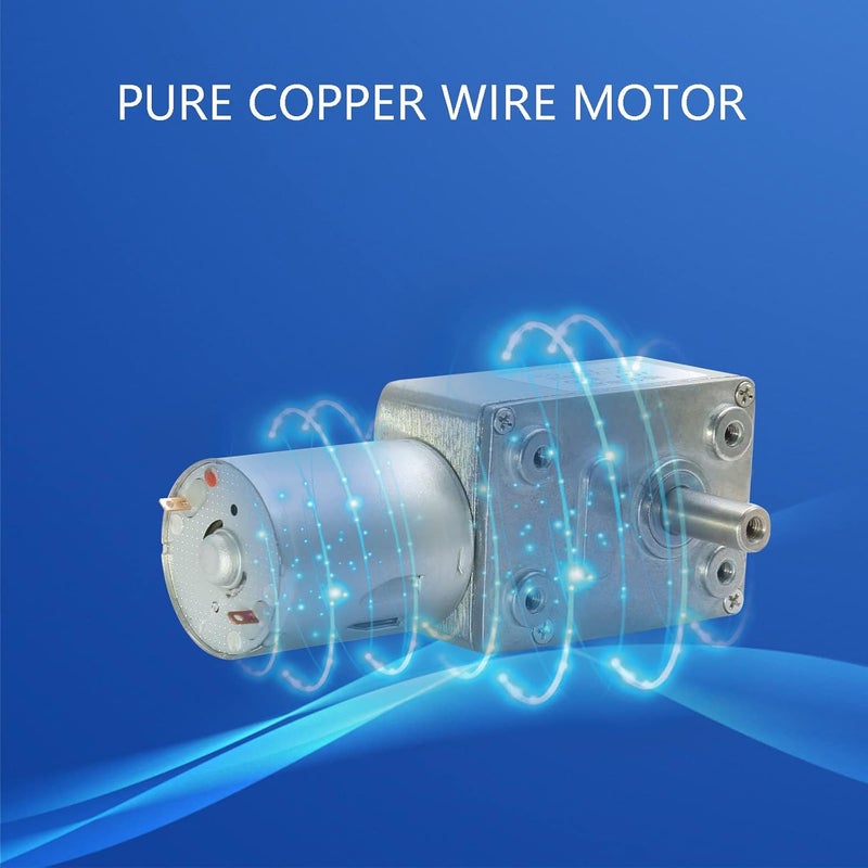 Jersvimc 12V 30RPM High Torque DC Motor, Mini JGY 370 Motor Worm Gear Small Electric Motors Low RPM Reducer Motors Micro Reversible Motor Worm Shaft - Image 5