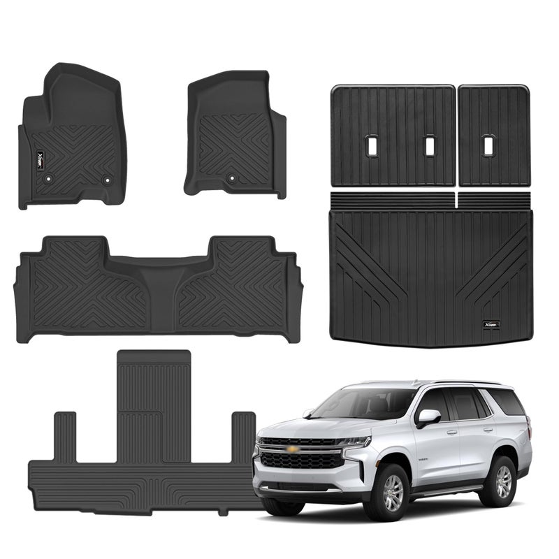 Floor Mats for 20212025 ChevroletChevy TahoeGMC Yukon 7 Seater with Trunk Mat All Weather TPE Rubber Cargo Liner Full Set for Chevrolet TahoeGMC Yukon Accessories Not for Yukon XL