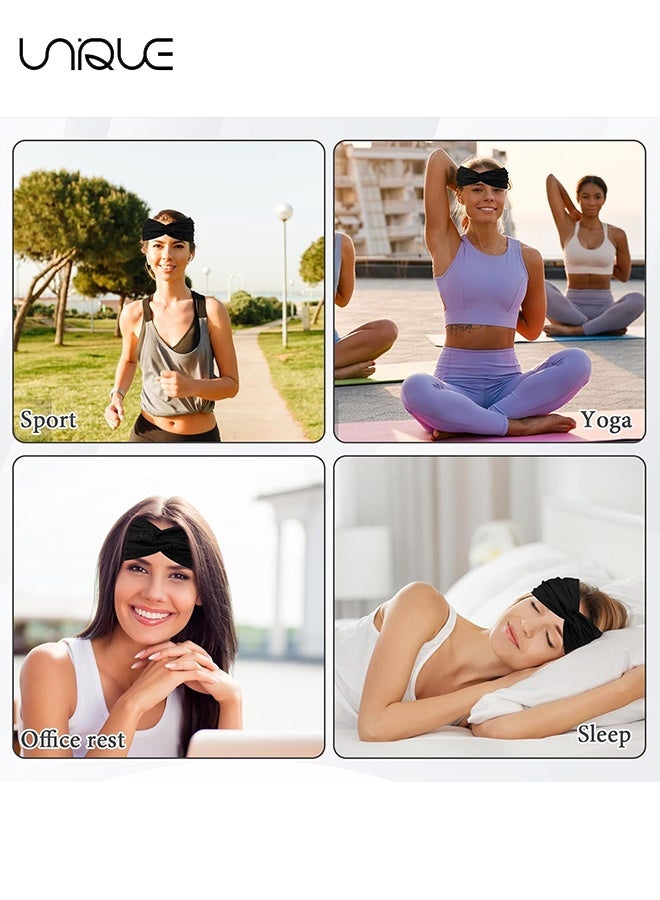 Unique 4 Pcs 7'' Wide Headbands for Women - Cotton Turban Knotted Bandana Head Bands Non Slip Boho Hair Accessories for Sports & Yoga - Comfortable and Skin-Friendly - Breathable Cotton Elastic Running Fitness Yoga Sweat Wicking Headbands, Ideal for Workouts Gym Cycling Outdoor Activities - Image 5