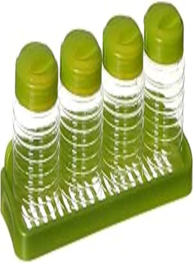 elyassin Al-Yaseen Set of Plastic Spice Jars with Stand, Assorted Color, 4 Pieces, WI1142