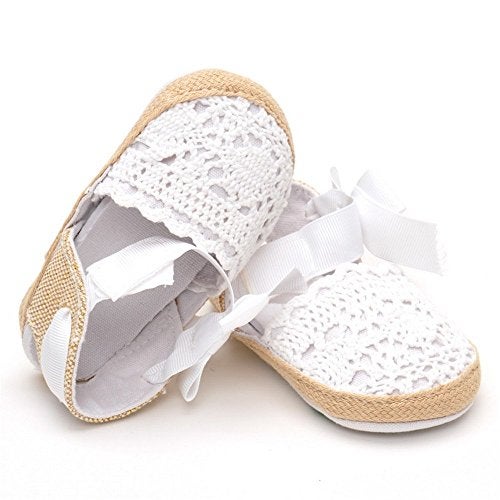 ESTAMICO Infant Girls' Net-Yarn Lace Bow Sandals White US 5 - Image 3